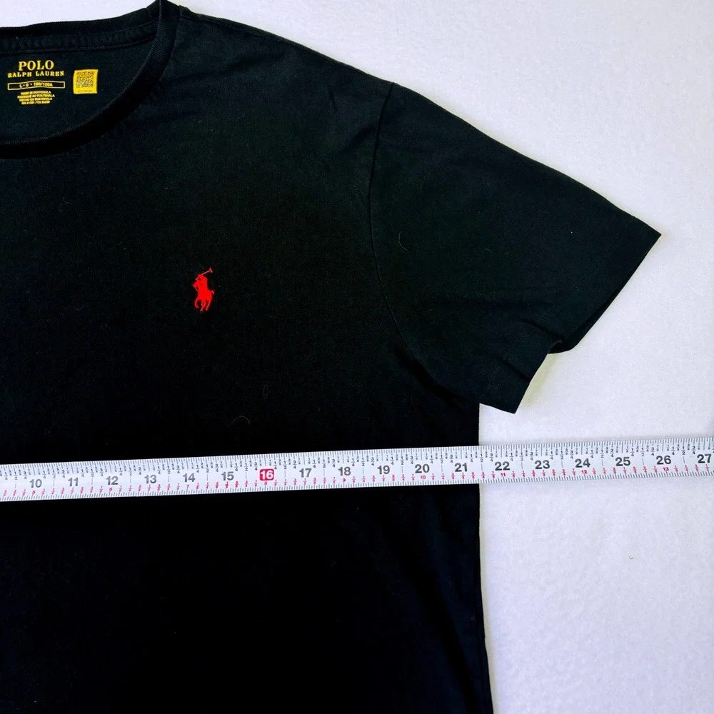 Polo Ralph Lauren Mens Crewneck T-Shirt Black Red Pony Logo Size Large L